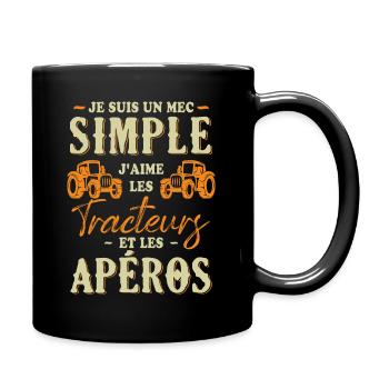 Un Mec Simple J'aime Les Tracteurs Et Les Apéros - Mug uni - noir - Droite