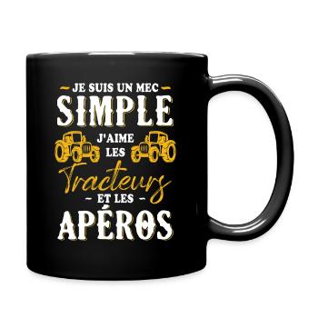 Un Mec Simple J'aime Les Tracteurs Et Les Apéros - Mug uni - noir - Droite