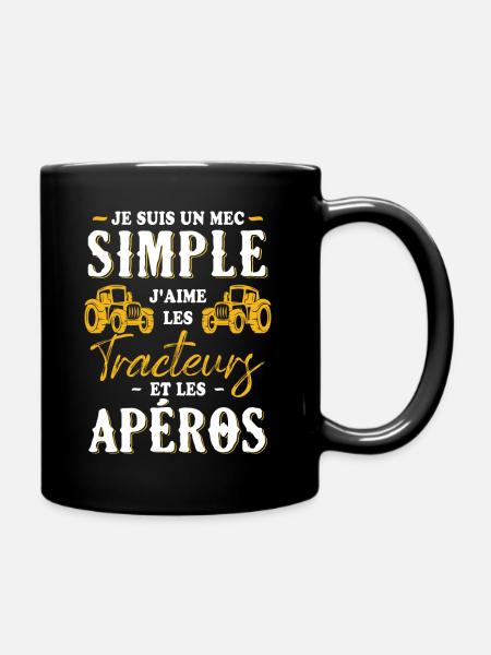 Un Mec Simple J'aime Les Tracteurs Et Les Apéros - Mug uni - noir