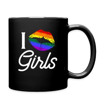 I Kiss Girls / LGBT Gay Pride CSD Spruch - Tasse einfarbig - Schwarz - Rechts