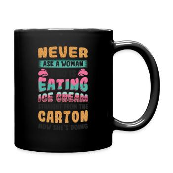 Traurige Frauen Herzschmerz Liebeskummer Eiscreme - Tasse einfarbig - Schwarz - Rechts