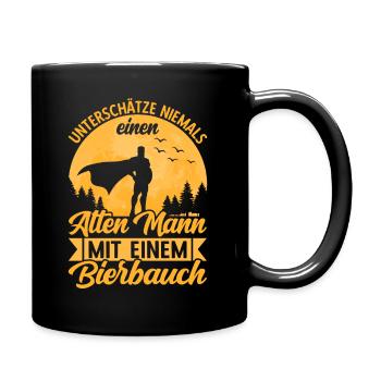 Bier Bierbauch Biertrinker Bierliebhaber Spruch - Tasse einfarbig - Schwarz - Rechts