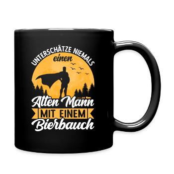 Bierbauch Biertrinker Bier Bierliebhaber Spruch - Tasse einfarbig - Schwarz - Rechts