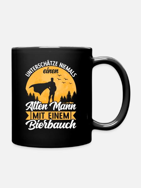 Bierbauch Biertrinker Bier Bierliebhaber Spruch - Tasse einfarbig - Schwarz