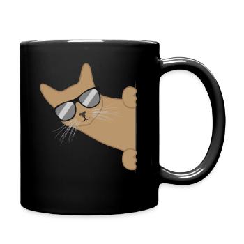 Cat With Sunglasses Funny Kitten Gift - Full Colour Mug - black - Right