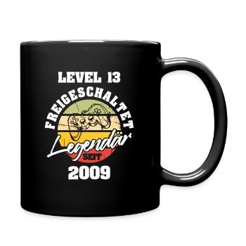 Level 13 Jahre Geburtstagsshirt Junge Gamer 2009 G - Tasse einfarbig - Schwarz - Rechts