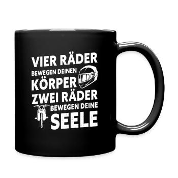 Vier Räder Bewegen Den Körper Zwei Räder Bewegen - Tasse einfarbig - Schwarz - Rechts