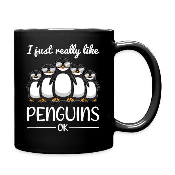 Pinguin Liebhaber Spruch Lustiges Geschenk - Tasse einfarbig - Schwarz - Rechts