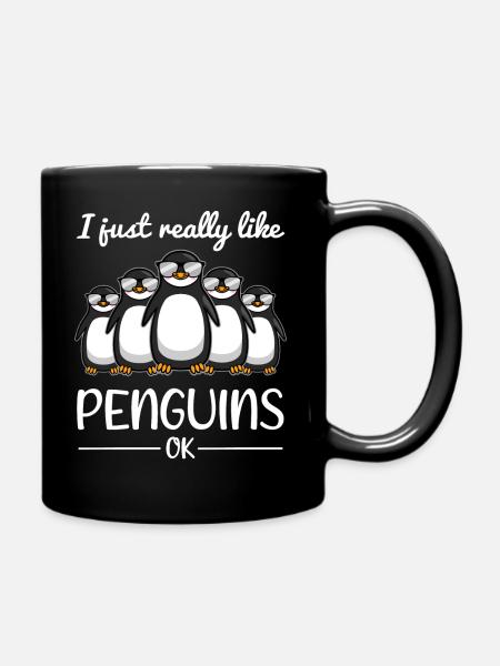 Pinguin Liebhaber Spruch Lustiges Geschenk - Tasse einfarbig - Schwarz
