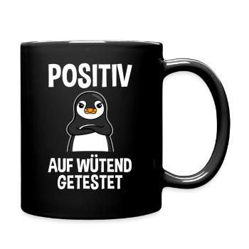Wütender Pinguin Lustiger Spruch Geschenk - Tasse einfarbig - Schwarz - Rechts