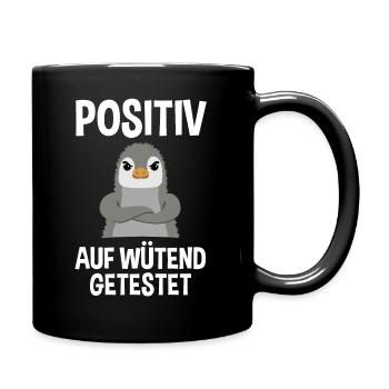 Wütender Pinguin Lustiger Spruch Geschenk - Tasse einfarbig - Schwarz - Rechts