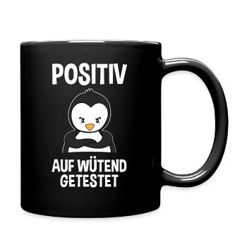 Wütender Pinguin Lustiger Spruch Geschenk - Tasse einfarbig - Schwarz - Rechts