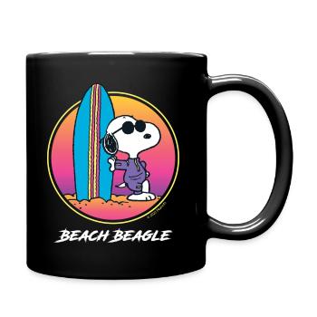 Peanuts Snoopy Cool Surfen Strand Urlaub - Tasse einfarbig - Schwarz - Rechts