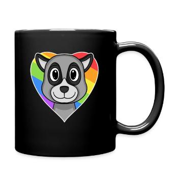 LGBT Tier Lemur Regenbogen Herz - Tasse einfarbig - Schwarz - Rechts