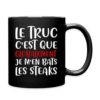 Je m'en bats les steaks - Mug uni - noir - Droite