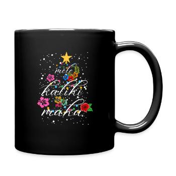 Mele Kalikimaka Hawaiian Hawaii Christmas Natives - Full Colour Mug - black - Right
