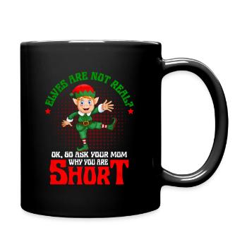 Ask Your Mom Why You Are Short Christmas Elf Joke - Full Colour Mug - black - Right