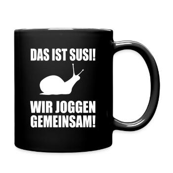 Schnecke Joggen Jogger Spruch Humor funny hobby - Tasse einfarbig - Schwarz - Rechts