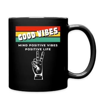 Good Vibes Positive Life - Tasse einfarbig - Schwarz - Rechts