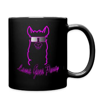 Lama Goes Party Pink - Tasse einfarbig - Schwarz - Rechts