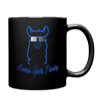 Lama Goes Party Blue - Tasse einfarbig - Schwarz - Rechts