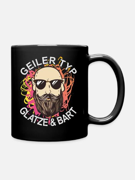 Glatze ohne Haare Geiler Typ mit Glatze und Bart - Tasse einfarbig - Schwarz