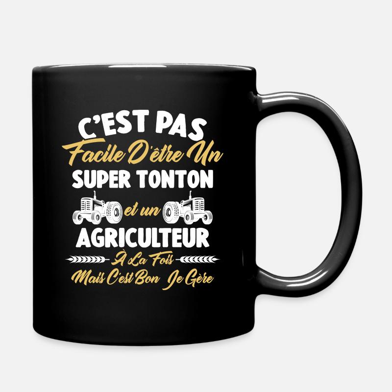 Super Tonton Et Agriculteur, Cadeau Tonton Fermier - Mug uni - noir
