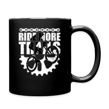 MOUNTAIN BIKE RIDE MORE TRAILS - Full Colour Mug - black - Right