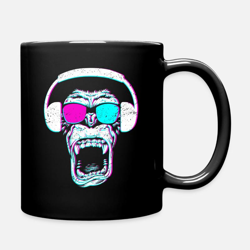 Monkey DJ mit Kopfhörer & Sonnenbrille Geschenk - Tasse einfarbig - Schwarz