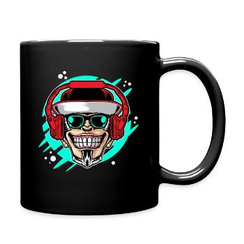 Monkey DJ mit Kopfhörer & Sonnenbrille Geschenkide - Tasse einfarbig - Schwarz - Rechts