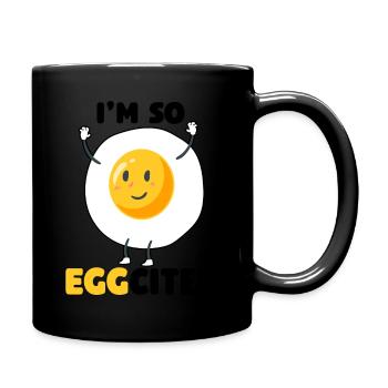 Egg Cited I'm So Egg-cited Cute Food Pun - Full Colour Mug - black - Right