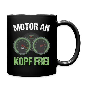 Motor an - Kopf frei - Motorrad Biker Geschenk - Tasse einfarbig - Schwarz - Rechts