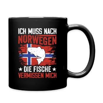 Ich muss nach Norwegen Angeln in Norwegen - Tasse einfarbig - Schwarz - Rechts