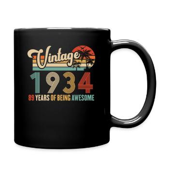 Jahrgang 1934 Jubiläum 89 Jahre Geschenkidee - Tasse einfarbig - Schwarz - Rechts