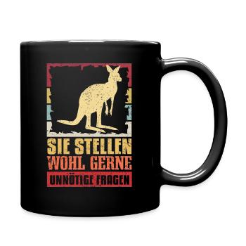 Sie Stellen Wohl Gerne Unnötige Fragen Känguru - Tasse einfarbig - Schwarz - Rechts