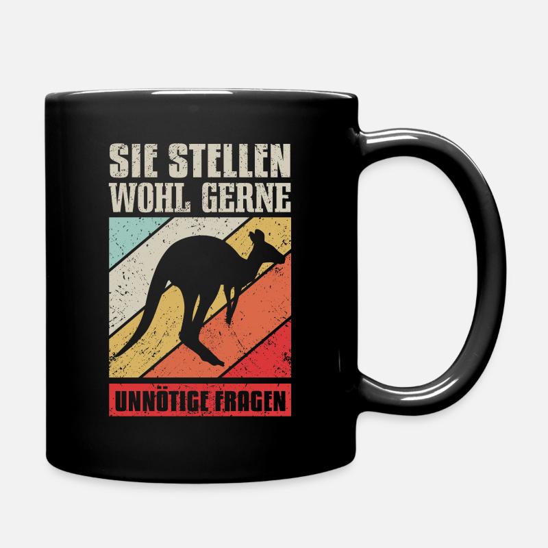 Sie Stellen Wohl Gerne Unnötige Fragen Retro Kängu - Tasse einfarbig - Schwarz