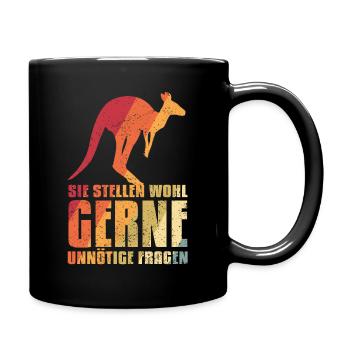Sie Stellen Wohl Gerne Unnötige Fragen Känguru - Tasse einfarbig - Schwarz - Rechts