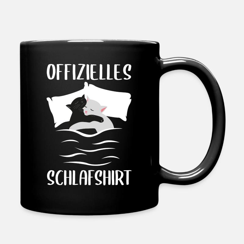 Offizielles Schlafshirt Katze Schlafanzug Nachthem - Tasse einfarbig - Schwarz