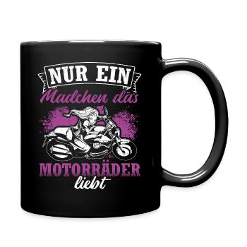 Nur ein Mädchen das Motorräder liebt - Bikerin Fra - Tasse einfarbig - Schwarz - Rechts