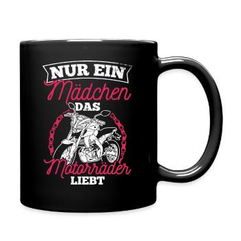 Nur ein Mädchen das Motorräder liebt - Bikerin Ges - Tasse einfarbig - Schwarz - Rechts