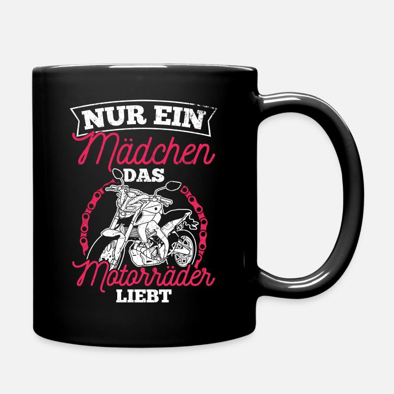 Nur ein Mädchen das Motorräder liebt - Bikerin Ges - Tasse einfarbig - Schwarz