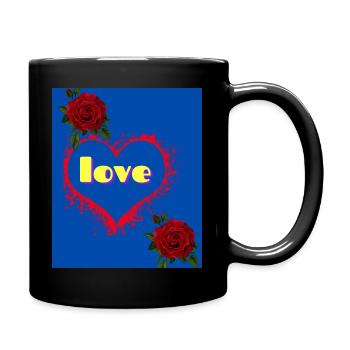 love and rose - Tasse einfarbig - Schwarz - Rechts