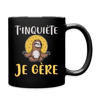 T'inquiète je gère Kawaï Paresseux Namaste Yoga - Mug uni - noir - Droite