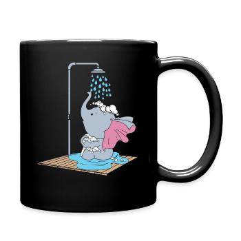Elephant taking a shower - Full Colour Mug - black - Right