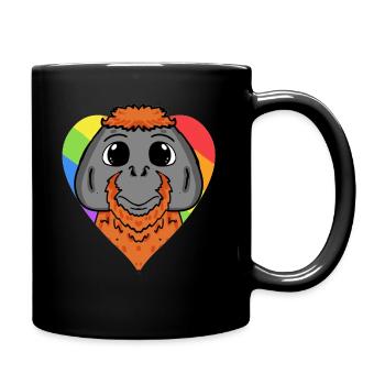 Urangutan Lgbt Regenbogen Farben - Tasse einfarbig - Schwarz - Rechts
