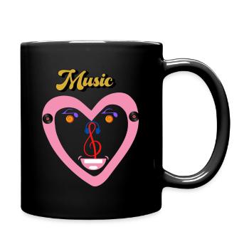 Lustiges Herz von Musik Lovers - Tasse einfarbig - Schwarz - Rechts