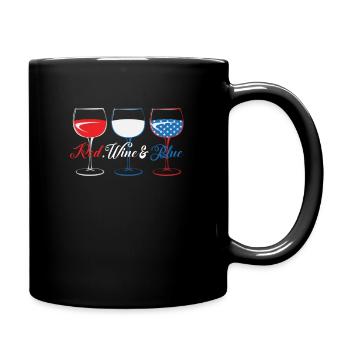 Red Wine & Blue Wine Glasses Red White Blue 4th of - Full Colour Mug - black - Right