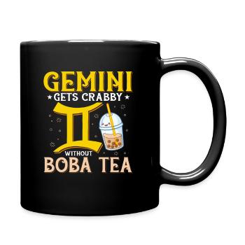 Gemini Gets Crabby Without Boba Tea Funny Bubble - Full Colour Mug - black - Right