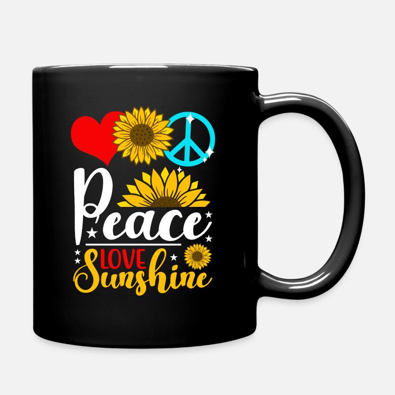 Frieden, Liebe, Sonnenschein - Sonnenblumen - Tasse einfarbig - Schwarz