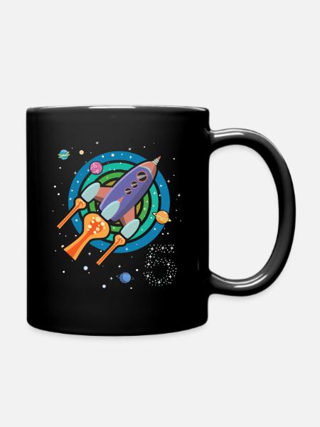 Rakete 5 Jahre Geburtstag Weltraum Raumschiff - Tasse einfarbig - Schwarz